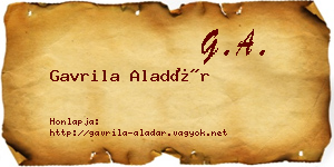 Gavrila Aladár névjegykártya